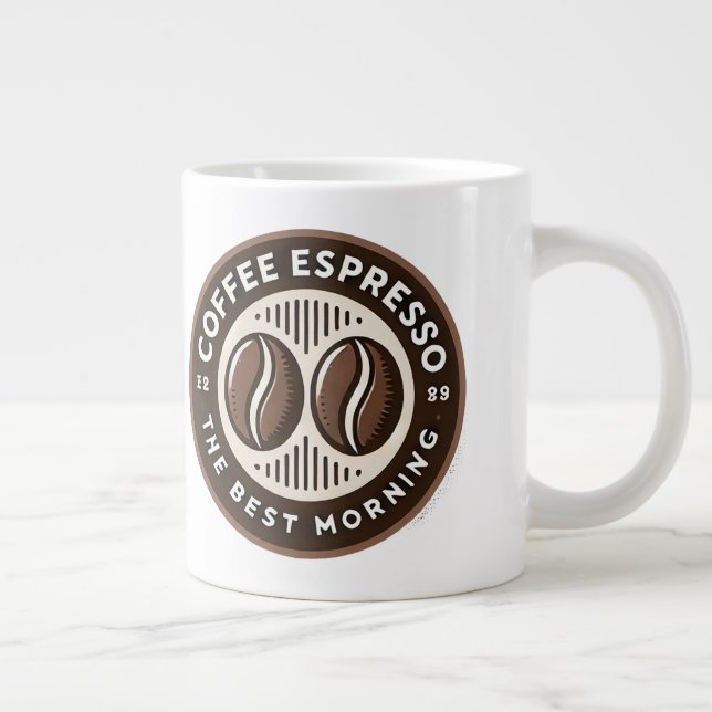 Kaffe Espresso Etikett Med Morgoninspirerad Design Jumbo Mugg (Höger)