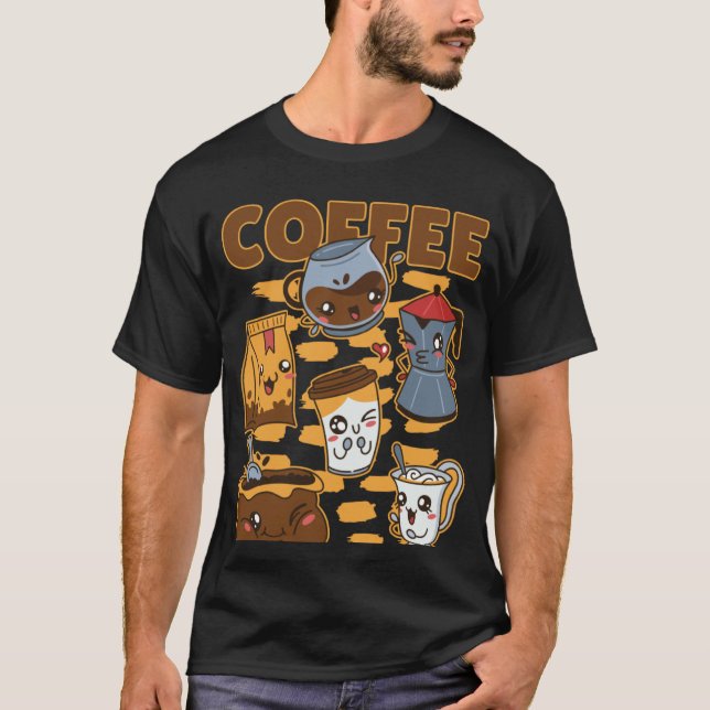 Kaffe Evolution Kaffe Cappuccino Jag älskar kaffe  T Shirt (Framsida)