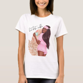 Kaffe Fals Glitter Tjej Rött Hår Brun Rosa  T Shirt