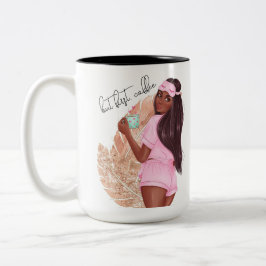 Kaffe Falskt Glitter Tjej Hår Brun Rosa   Två-Tonad Mugg