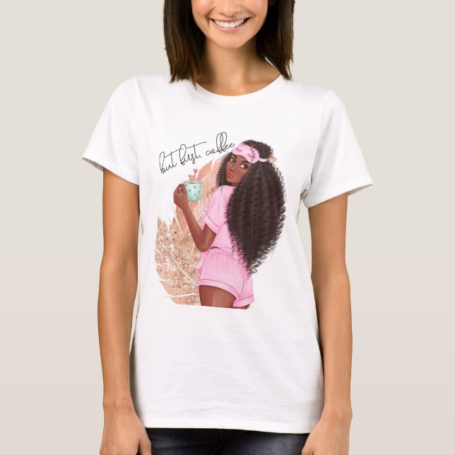 Kaffe Falskt Glitter Tjej Hår Rosapink   T Shirt (Framsida)
