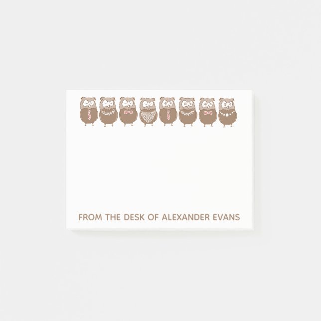 Kaffe-Färgad Uggla Post-it Block (Framsida)