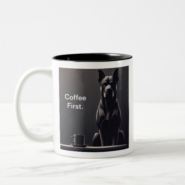 Kaffe First Black Hund Två-Tonad Mugg (Vänster)