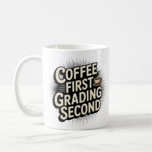 Kaffe First Grading Second Funny Teacher Kaffemugg