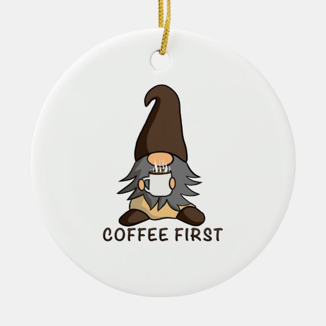 Kaffe First Magic Java Gnome Brown Garden Gnome Julgransprydnad Keramik (Framsidan)