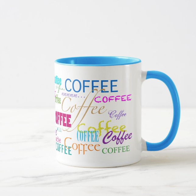 Kaffe-Flerfärgad textdesign Mugg (Höger)
