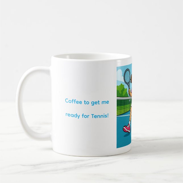 Kaffe för att göra mig redo för Tennis! Kaffemugg (Vänster)