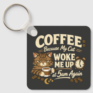 Kaffe för att katten väckte mig nyckelring
