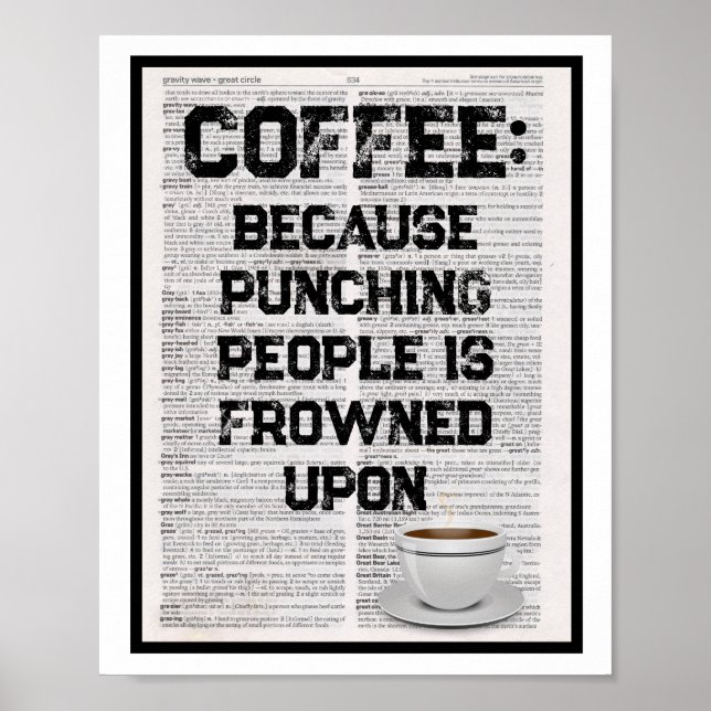 Kaffe för att slå människor är inte tillåtet poster (Framsidan)