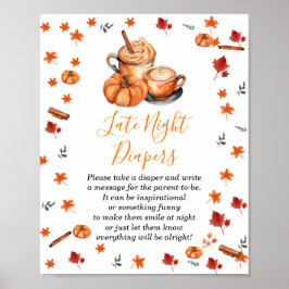 Kaffe för babystövel Pumpkin Spice Coffee Late Nig Poster