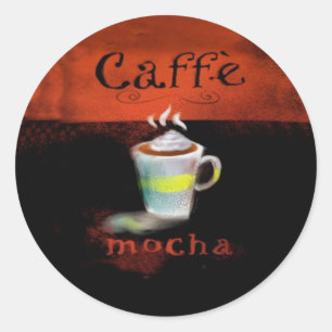 Kaffe för Caffe mockaklistermärkear Runt Klistermärke