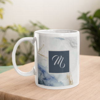 Kaffe för det moderna lyxblåa marble-anpassade nam mugg