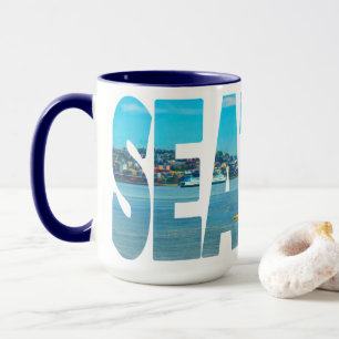 Kaffe för foto för Seattle horisonttypografi Mugg
