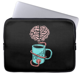 Kaffe för hjärnan. Rolig kaffeillustration Laptop Sleeve