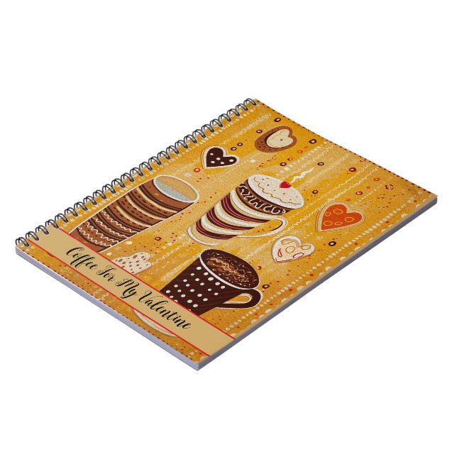 Kaffe för hjärtan i min Valentine Cute Tecknad 8 Anteckningsbok (Vänstra Sidan)