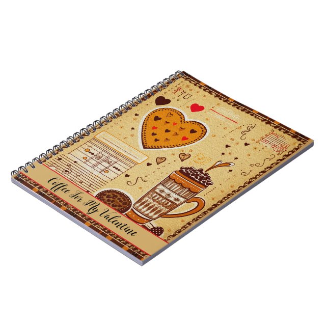 Kaffe för hjärtan i min Valentine Cute Tecknad 9 Anteckningsbok (Vänstra Sidan)