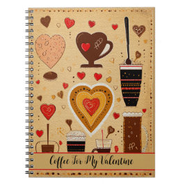 Kaffe för hjärtan i Tecknaden Valentine Cute 6 Anteckningsbok