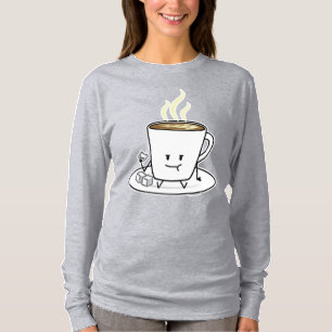 Kaffe för kaffemugglatte som äter sockerkuber, t shirt