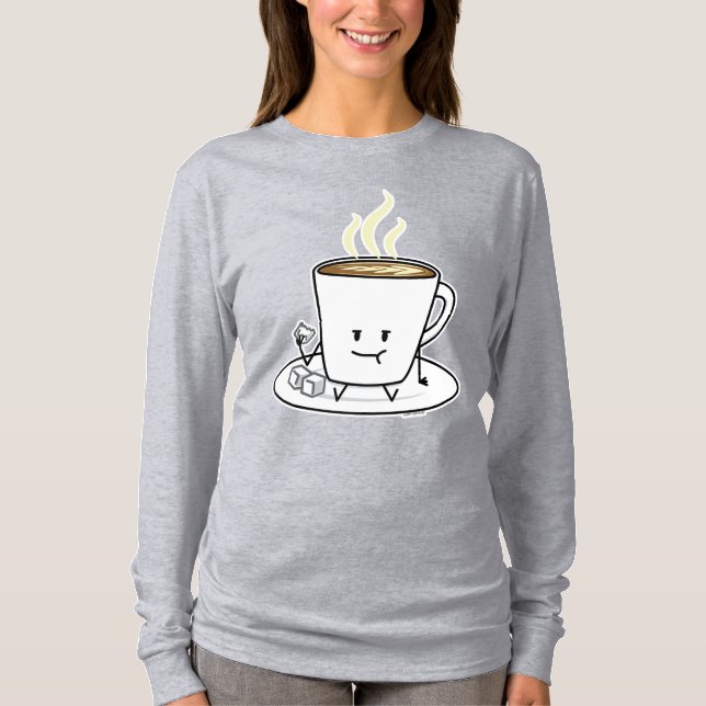Kaffe för kaffemugglatte som äter sockerkuber, t shirt (Framsida)