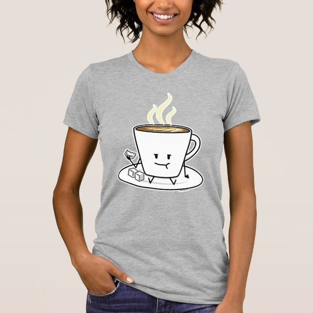 Kaffe för kaffemugglatte som äter sockerkuber, t shirt (Framsida)