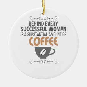 Kaffe för kvinnor som har motiv bakom sig julgransprydnad keramik