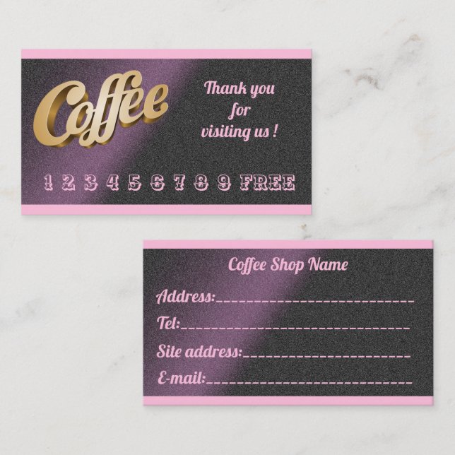 Kaffe för lyxfri modern fri Rosa Visitkort (Fram/baksida)