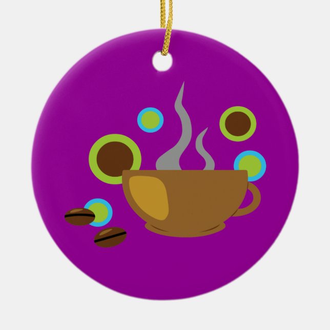 Kaffe för popkonst julgransprydnad keramik (Framsidan)