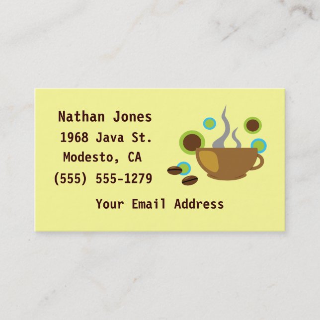 Kaffe för popkonst visitkort (Framsida)