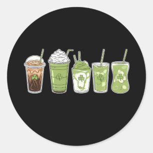 Kaffe för sent Grönt Cute Irish St patrick's day Runt Klistermärke