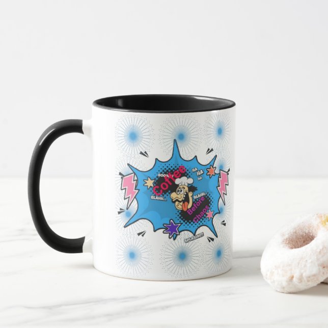 Kaffe före Chaos - Funny Caffeine Mugg för Morni (Med munk)