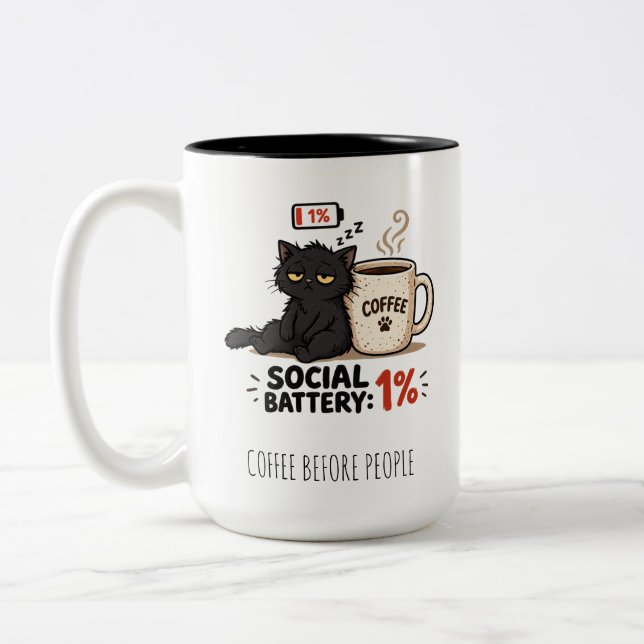 KAFFE FÖRE FOLK MUG Två-Tonad MUGG (Vänster)