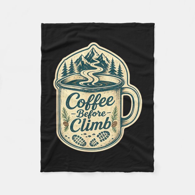 Kaffe före klättring vandring roliga män kvinnor  fleecefilt (Framsidan)
