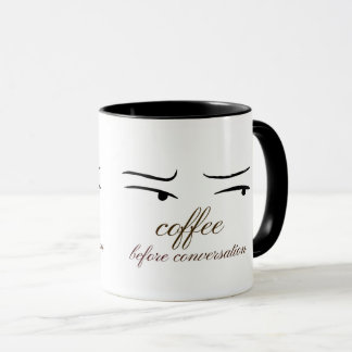 Kaffe före konversation -mugg. mugg