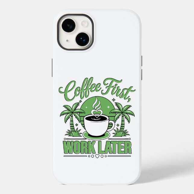 Kaffe först, arbete senare. Drivs av Caffeine Vibe (Baksida)