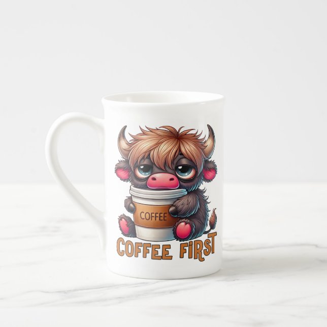 Kaffe först benporslin mugg (Vänster)