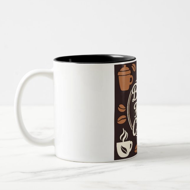 "Kaffe först" - Bränsle för din dag Två-Tonad Mugg (Vänster)