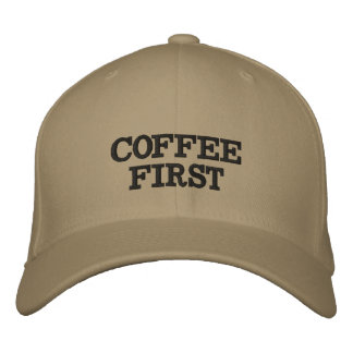 Kaffe Först Fet Text Broderad Keps