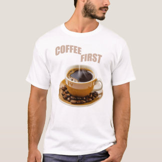 kaffe först Grafisk herr T-shirt