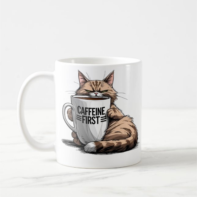 Kaffe först Kopp för katt- och kaffefanatiker (Vänster)