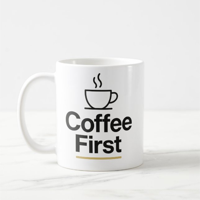 Kaffe först - minimal typografi Mugg (Vänster)
