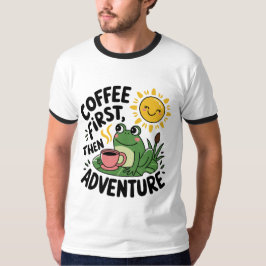 Kaffe först, sedan Äventyr - Cute Quirky Roligt Fr T Shirt