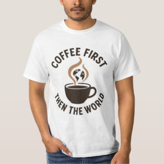 Kaffe först sedan världen - minimalistisk jord och t shirt