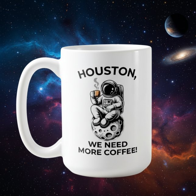 Kaffe först, sen rymden kaffemugg (Cosmic Caffeine: Celestial Astronaut Coffee Break Illustration)