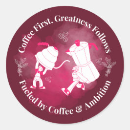 Kaffe först Storhet Följer Konst Runt Klistermärke