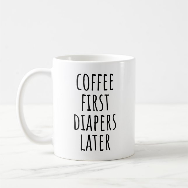 Kaffe första blöjor senare kaffemugg (Vänster)