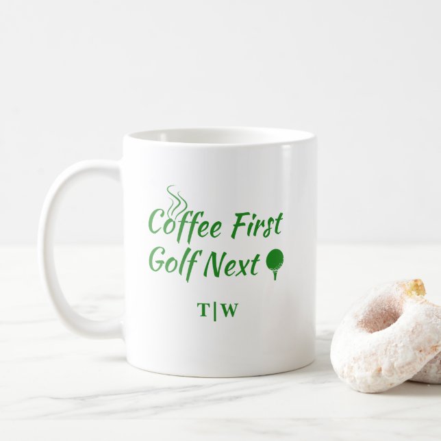 Kaffe, första Golf-citat, nästa Humor Kaffemugg (Med munk)