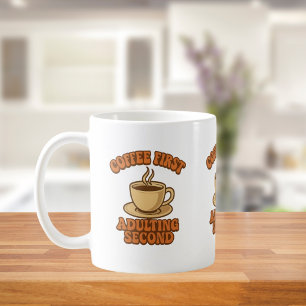Kaffe första med andra citatet humor kaffemugg