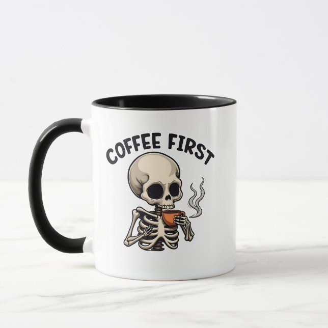 Kaffe Första taloky Halloween Skeleton-koffein Mugg (Vänster)