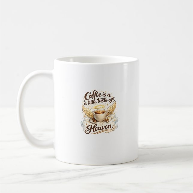 Kaffe från himlen Änglalik kaffecitatdesign Kaffemugg (Vänster)