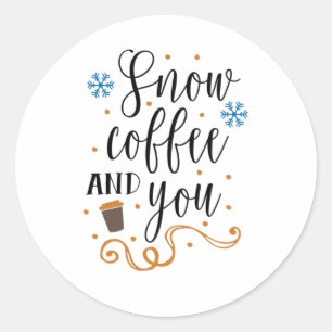 Kaffe från snö och ni är alla helt vinrika runt klistermärke